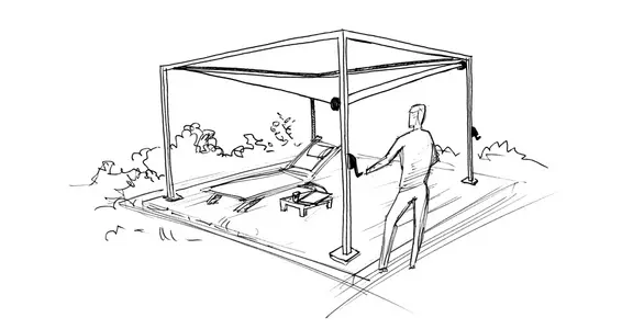SHADE CUBE Ausführung als freistehender Sonnen- und Regenschutz SHADE CUBE Ausführung als freistehender Sonnen- und Regenschutz