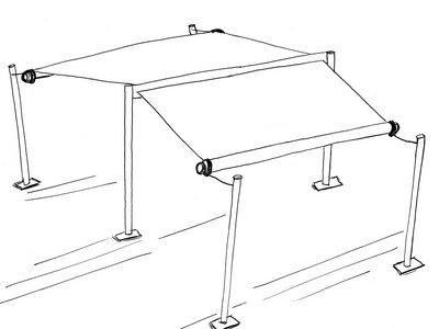 SHADE TWIN  Das SHADE INOX System als gegenüberliegende und freistehende Variante