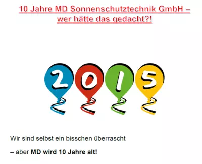 10 Jahre MD Sonnenschutz
