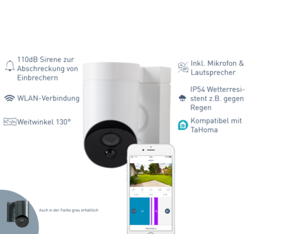 Außenkamera weiß mit integrierter Sirene von Somfy München Sicherheitstechnik